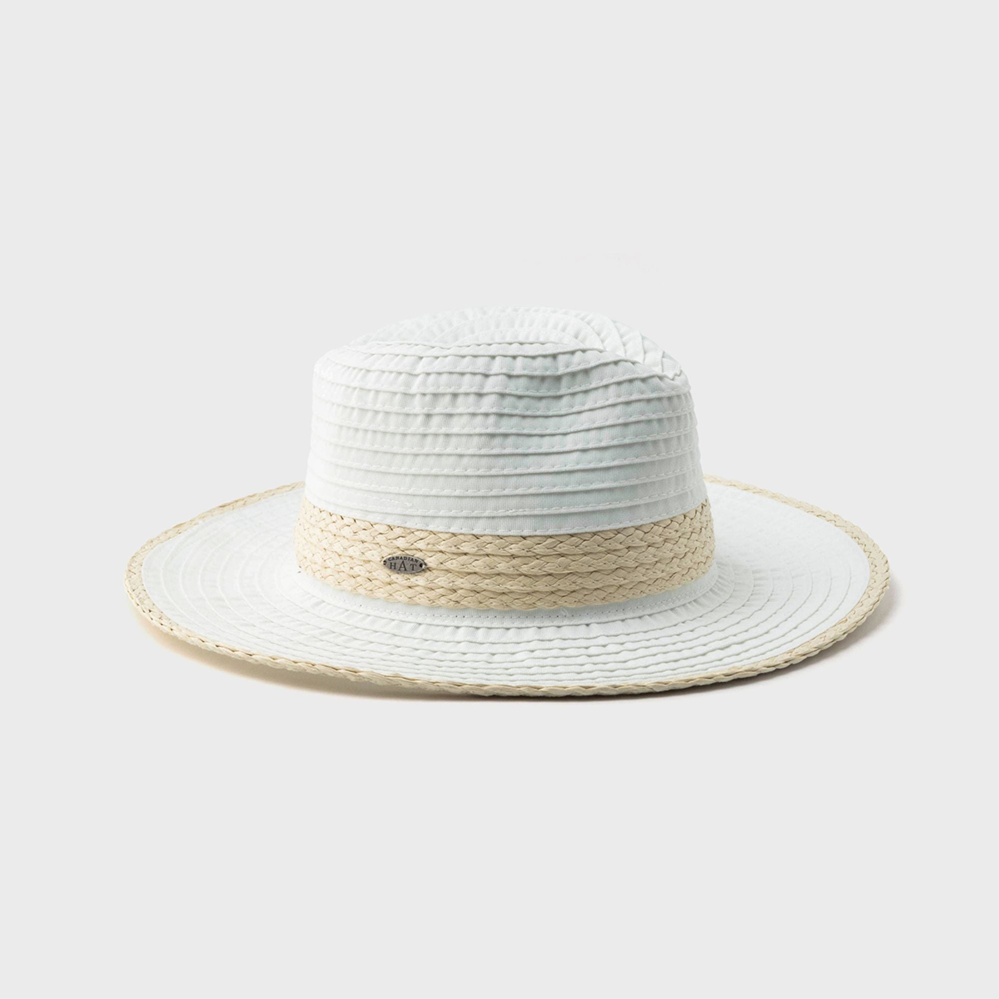 FLORENT CRUSHABLE FEDORA W STRAW DETAIL Harricana Canadian Hat 1918