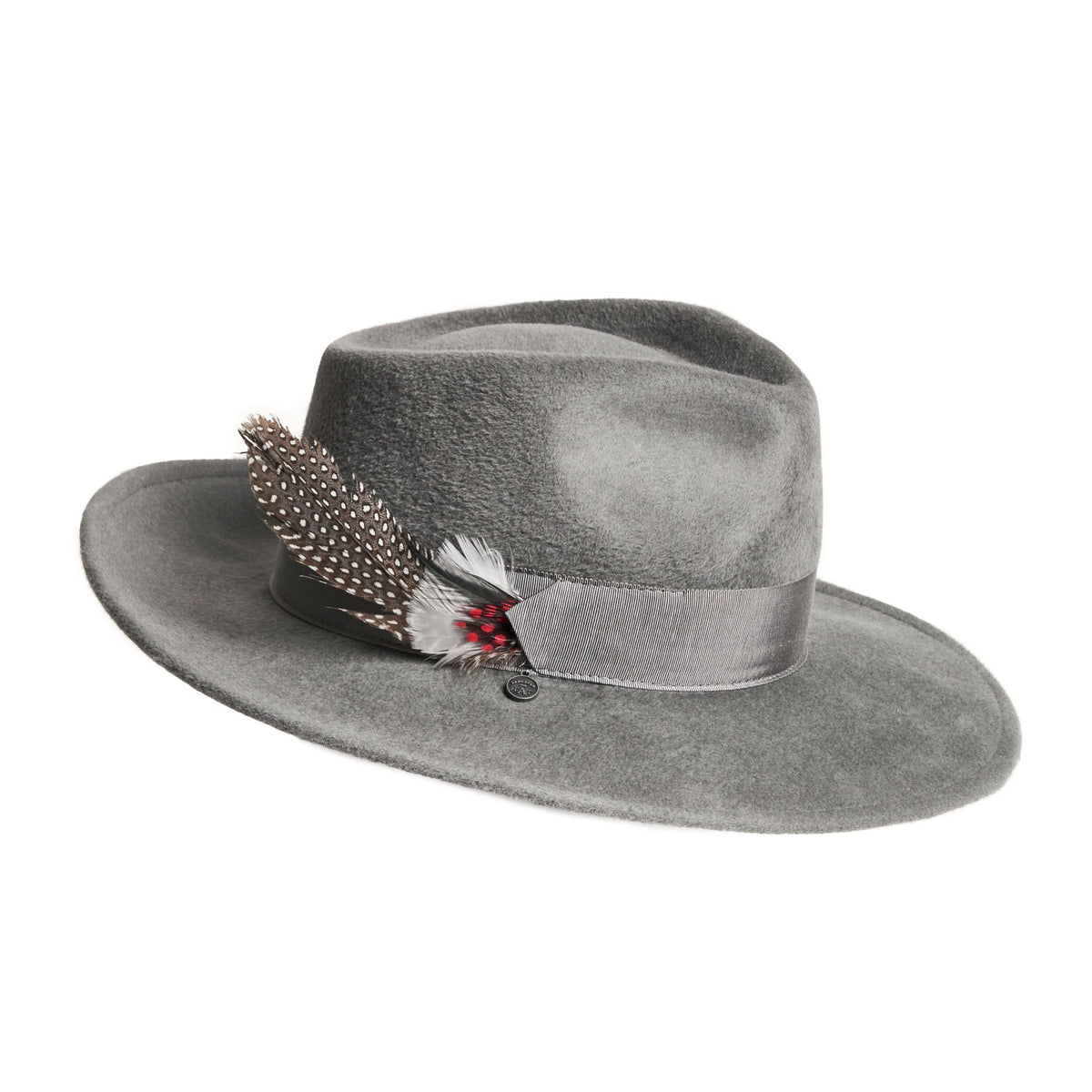 FEDINA - LARGE FUR FELT FEDORA WITH FEATHER