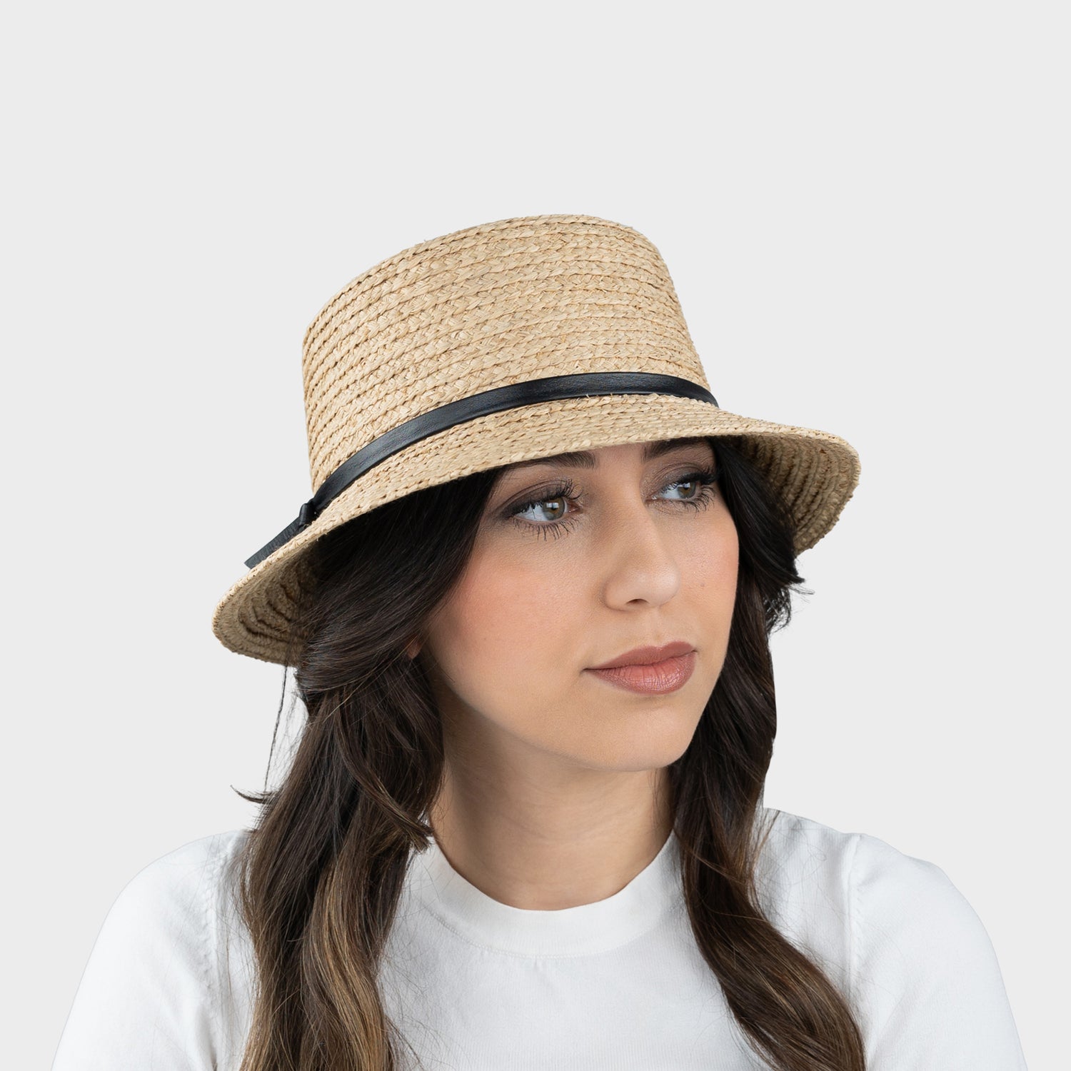 BAYLA LRB - BUCKET HAT IN LARGE RAFFIA BRAIDS